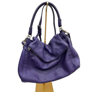 Vtg Kate Spade New York Little Minka Pebbled Leather Zipper Crossbody Bag Purple